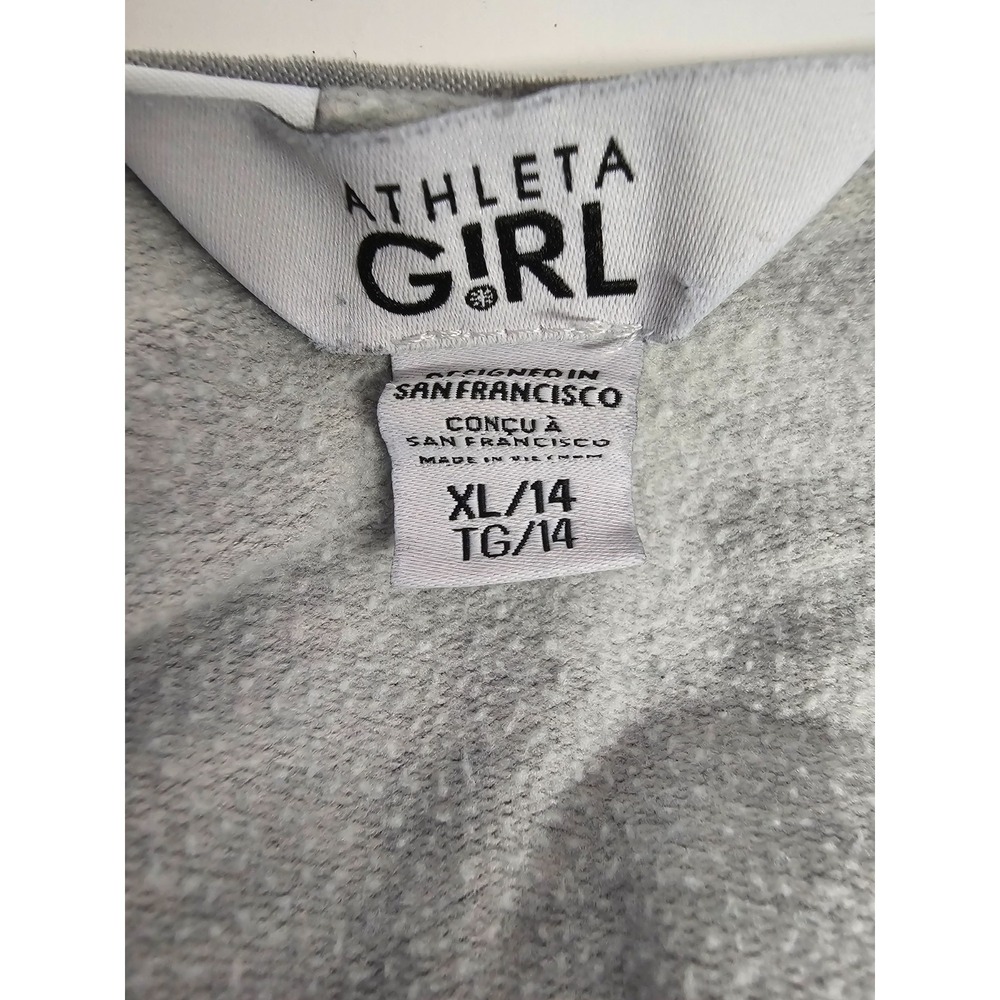 Athleta Girl gray one piece hooded jumpsuit 14 zipper thumb holes pockets - Picture 12 of 12